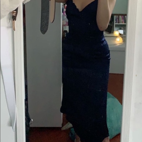 Aritzia Wilfred milly satin navy dress size 0 - Picture 2 of 3